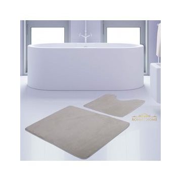 Bonny Home 2'li Düz Krem Unicolor Kaymaz Klozet ve Banyo Halısı