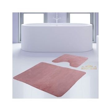 Bonny Home 2'li Düz Pembe Unicolor Kaymaz Klozet ve Banyo Halısı