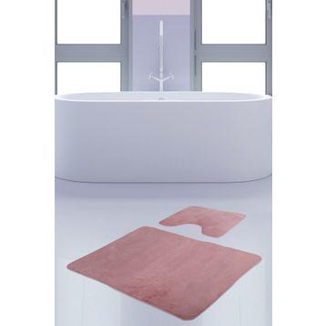 Bonny Home 2'li Düz Pembe Unicolor Kaymaz Klozet ve Banyo Halısı