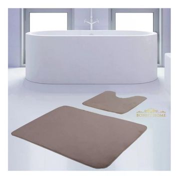 Bonny Home 2'li Düz Vizon Unicolor Kaymaz Klozet ve Banyo Halısı