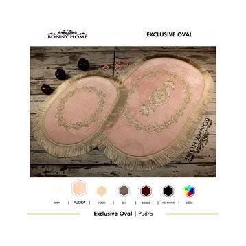 Bonny Home 2'li Pudra Exclusive Oval Püsküllü Banyo Halısı