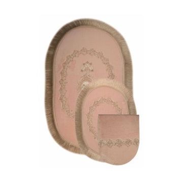 Bonny Home 2'li Pudra Exclusive Oval Püsküllü Banyo Halısı