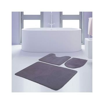 Bonny Home 3'lü Düz Gri Unicolor Kaymaz Klozet ve Banyo Halısı