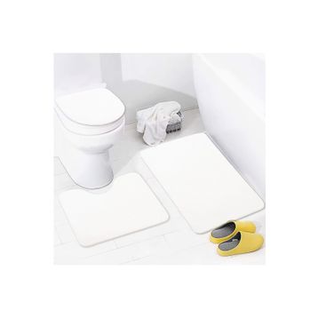 Bonny Home 3'lü Düz Krem Unicolor Kaymaz Klozet ve Banyo Halısı