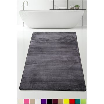 Bonny Home 80x150 cm Elite Antrasit Peluş Kaymaz Tabanlı Pufidik Banyo Halısı