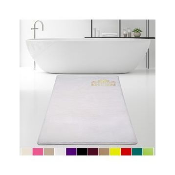 Bonny Home 80x150 cm Elite Beyaz Peluş Kaymaz Tabanlı Pufidik Banyo Halısı