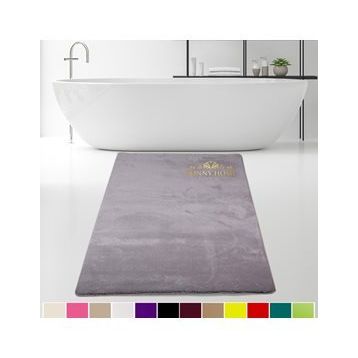 Bonny Home 80x150 cm Elite Gri Peluş Kaymaz Tabanlı Pufidik Banyo Halısı