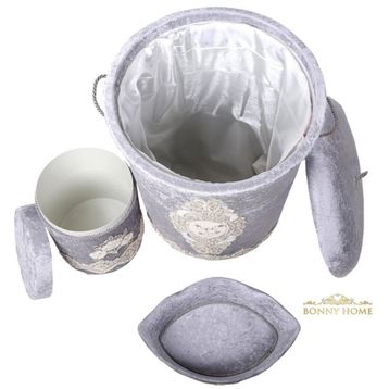Bonny Home Lisa Kirli Gri Çamaşır sepeti seti