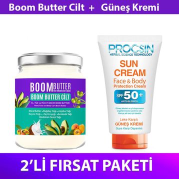Boom Butter Cilt Bakım Yağı ve Güneş Kremi Paketi