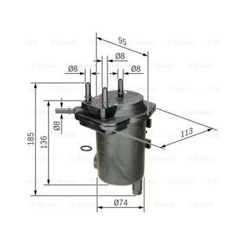 Bosch 0450907011 Clio Ii Kng 1.5 Micra Iii Note Juke 1.5d Delikli Yakıt Filtresi