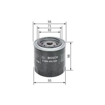 Bosch 0986452024 Nissan Bluebird 2.0 D 58HP 04/84 01/88 Yağ Filtresi