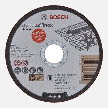 Bosch 115x1.6 mm Standard Seri Düz Inox Taş Kesme Diski