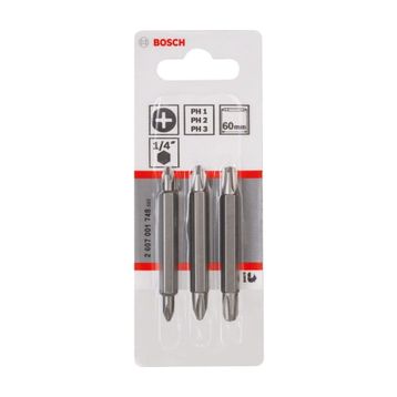 Bosch 2607001748 PH1/2/3x60 mm 3'lü Çift Taraflı Vidalama Ucu