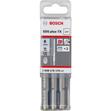 Bosch 2608576174 6x115 mm 10'lu SDS Plus-7X 4 Elmaslı Özel Matkap Ucu