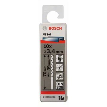 Bosch 2608585482 HSS-G 3.4x70 mm 10'lu Matkap Ucu