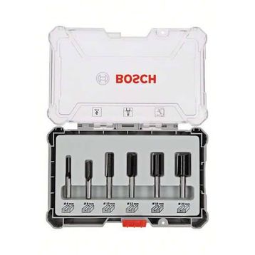 Bosch 6'lı Düz 6 mm Şaftlı Pro Freze Seti