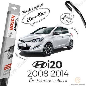Bosch Aeroeco Hyundai I20 2008-2014 Siyah Muz Silecek Takımı