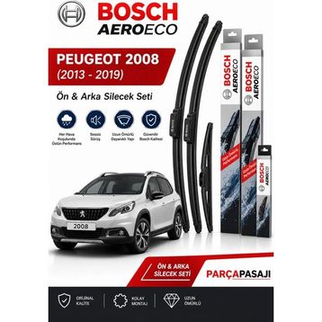 Bosch Aeroeco Peugeot 2008 2013-2019 Ön Arka Silecek