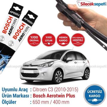Bosch Aerotwin Plus Citroen C3 2010-2015 Silecek Takımı