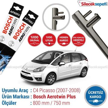 Bosch Aerotwin Plus Citroen C4 Picasso 2006-2007 Silecek Takımı