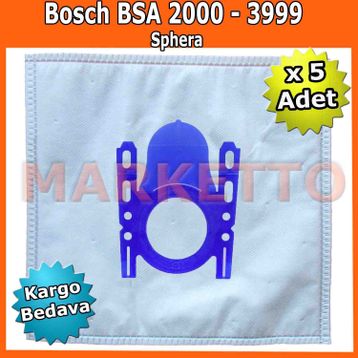 Bosch BSA 2000 3999 Sphera Bez 5 Adet Uyumlu Süpürge Toz Torba