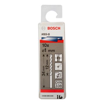 Bosch DIN338 HSS-G 1x12x34 mm 10lu Metal Matkap Ucu