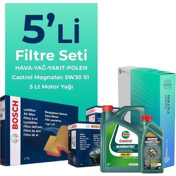 Bosch Fiat 500L 1.6 Dizel Castrol Motor Yağlı 2012-2018 5'li Filtre Bakım Seti