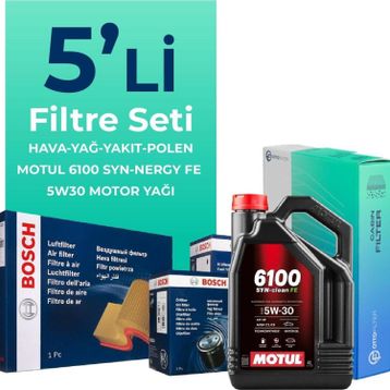 Bosch Fiat Linea 1.6 Dizel Motul Motor Yağlı 2009-2017 5'li Filtre Bakım Seti