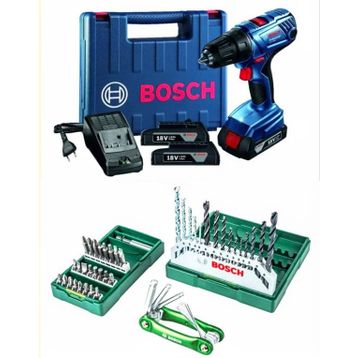 Bosch GSB 180 LI Çift Bataryalı Darbeli Matkap Vidalama + 41 Parça Uç ve Allen Takımı