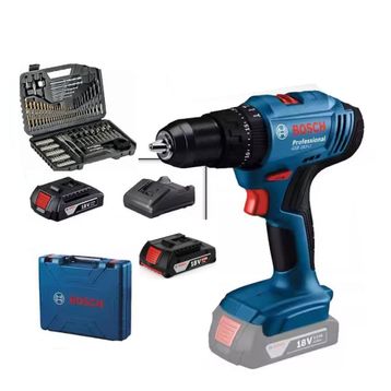 Bosch GSB 183 LI Çift Bataryalı Darbeli Vidalama Matkap + Bosch 103 Parça Uç Seti ve Metre
