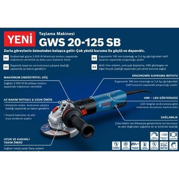 Bosch GWS 20-125 SB Avuç Taşlama Makinesi