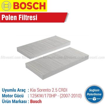 Bosch Kia Sorento 2.5 CRDI 2007 2010 170HP Filtre Bakım Seti