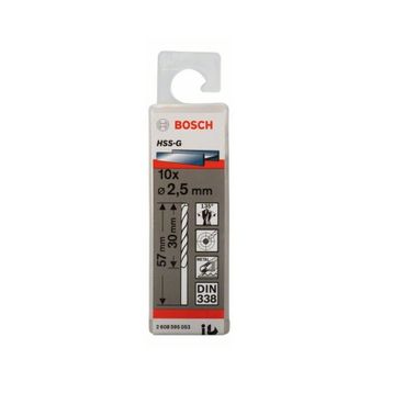 Bosch Metal HSS-G Dın 338 2.5x30x57 mm 10'lu Paket Matkap Ucu