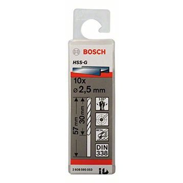 Bosch Metal HSS-G Dın 338 2.5x30x57 mm 10'lu Paket Matkap Ucu