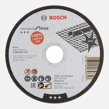 Bosch Standard Seri 125x1.6 mm Taş Düz Inox Paslanmaz Çelik Kesme Diski