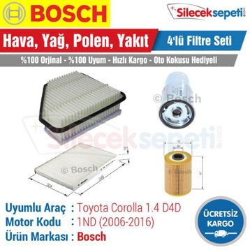 Bosch Toyota Corolla 1.4 D4D 2007 2016 Filtre Bakım Seti