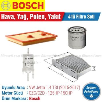 Bosch Volkswagen Jetta 1.4 TSI 2015 2017 CZC CZD Filtre Bakım Seti