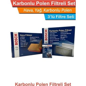Bosch VW Polo 1.4 BUD-CGG Benzinli 2006-2014 Hava Yağ Karbonlu Polen Filtre Bakım Seti