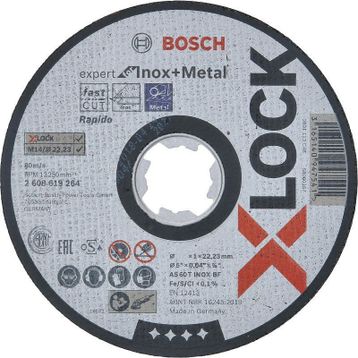 Bosch X - Lock - 115 x 1.0 mm Rapido Expert Serisi Düz Inox Paslanmaz Çelik Kesme Diski