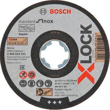 Bosch X - Lock - 115 x 1.0 mm Rapido Standard Seri Düz Inox Paslanmaz Çelik Kesme Diski