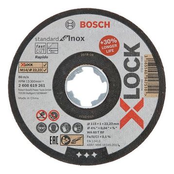 Bosch X - Lock - 115 x 1.0 mm Rapido Standard Seri Düz Inox Paslanmaz Çelik Kesme Diski