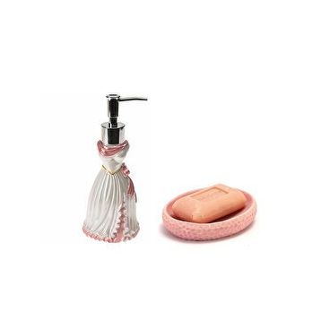 Bosphorus 2'li Set Pembe Sıvı Sabunluk ve Sabunluk