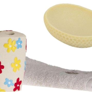 Bosphorus 2'li Set Renkli Çiçek ZBOSP-C121 Diş Fırçalık ve Sabunluk