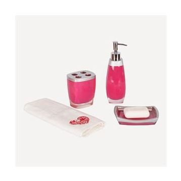 Bosphorus Gri-Pembe 3'lü Banyo Seti