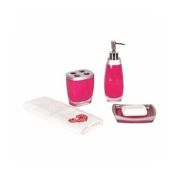 Bosphorus Gri-Pembe 3'lü Banyo Seti
