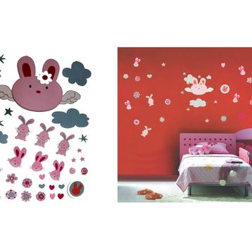 Bosphorus XFG112 Tavşan Desenli Pvc 50x70 cm Duvar Stickerı