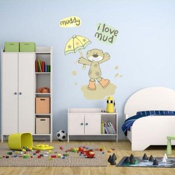 Bosphorus XFG121 Çamurlu Ayı Desen Pvc 50x70 cm Duvar Stickerı