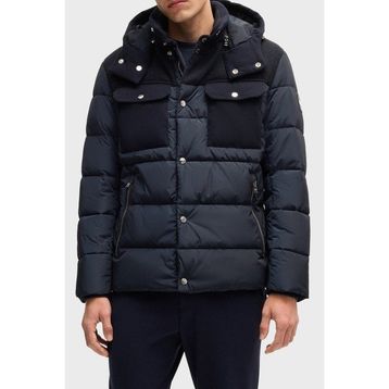 Boss 50524358 404 - Lacivert Regular Fit Su Itici Çıkarılabilir Kapüşonlu Erkek Mont
