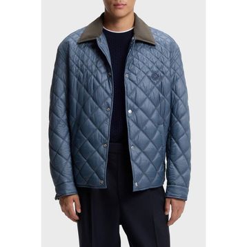 Boss 50558841 468 - Lacivert Kapitoneli Relaxed Fit Klasik Yaka Su Itici Mont Erkek Mont