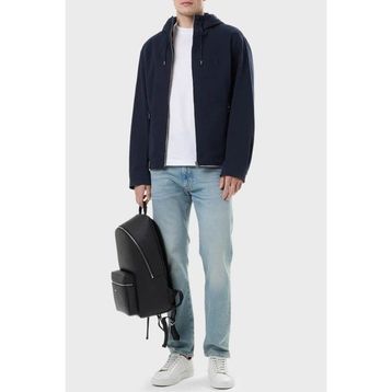 Boss 50564188 404 - Lacivert Logolu Regular Fit Kapüşonlu Mont Erkek Mont